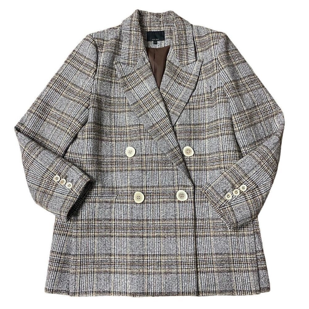 ZOW ZOW Blazer Women’s M Double Breasted Brown Plaid Tweed Peak Academia Jacket